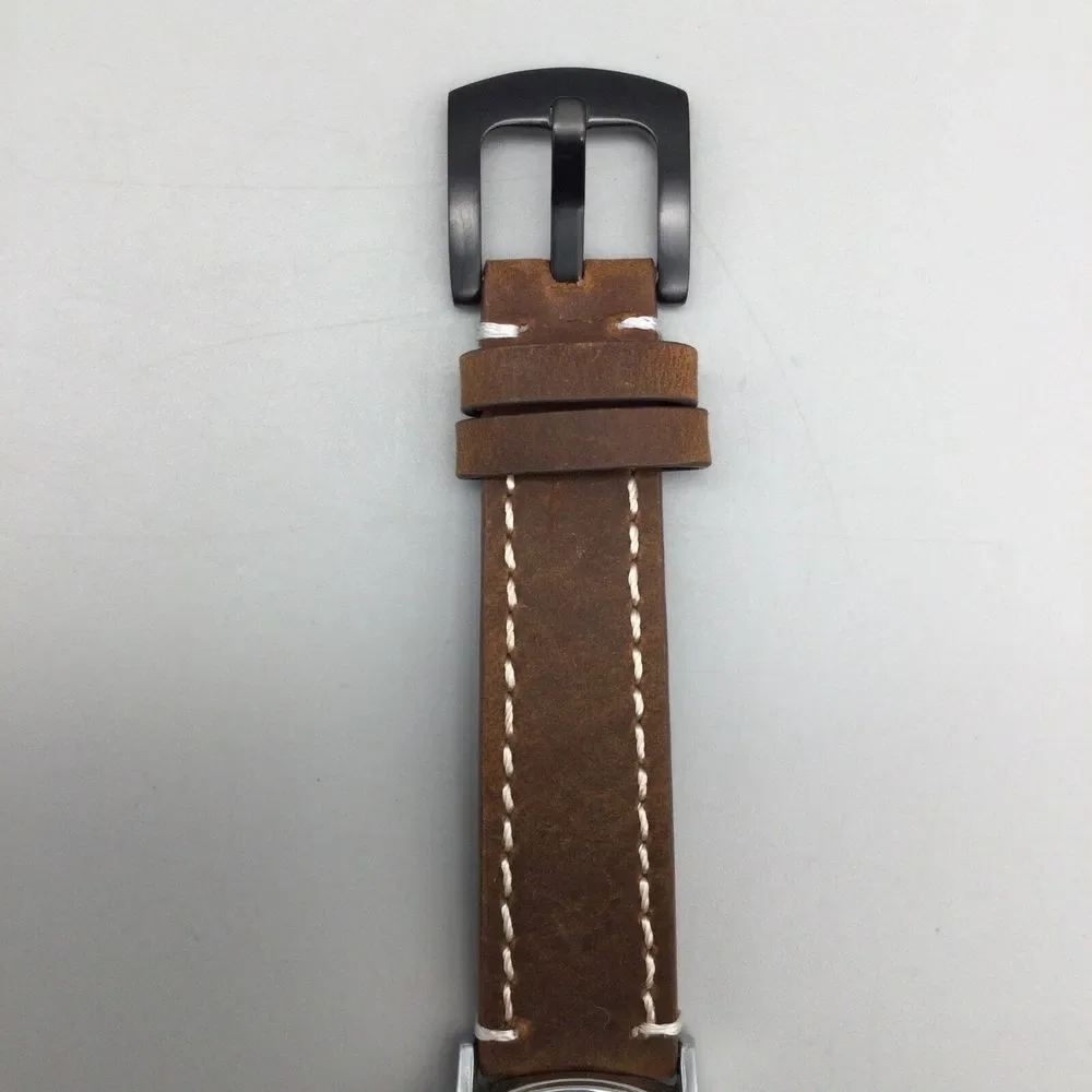 Vintage Timex Watch Men 33mm 1992 Silver Tone Brown Leather Band New Battery - Picture 9 of 15